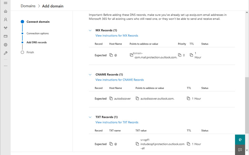 Office 365 MX records